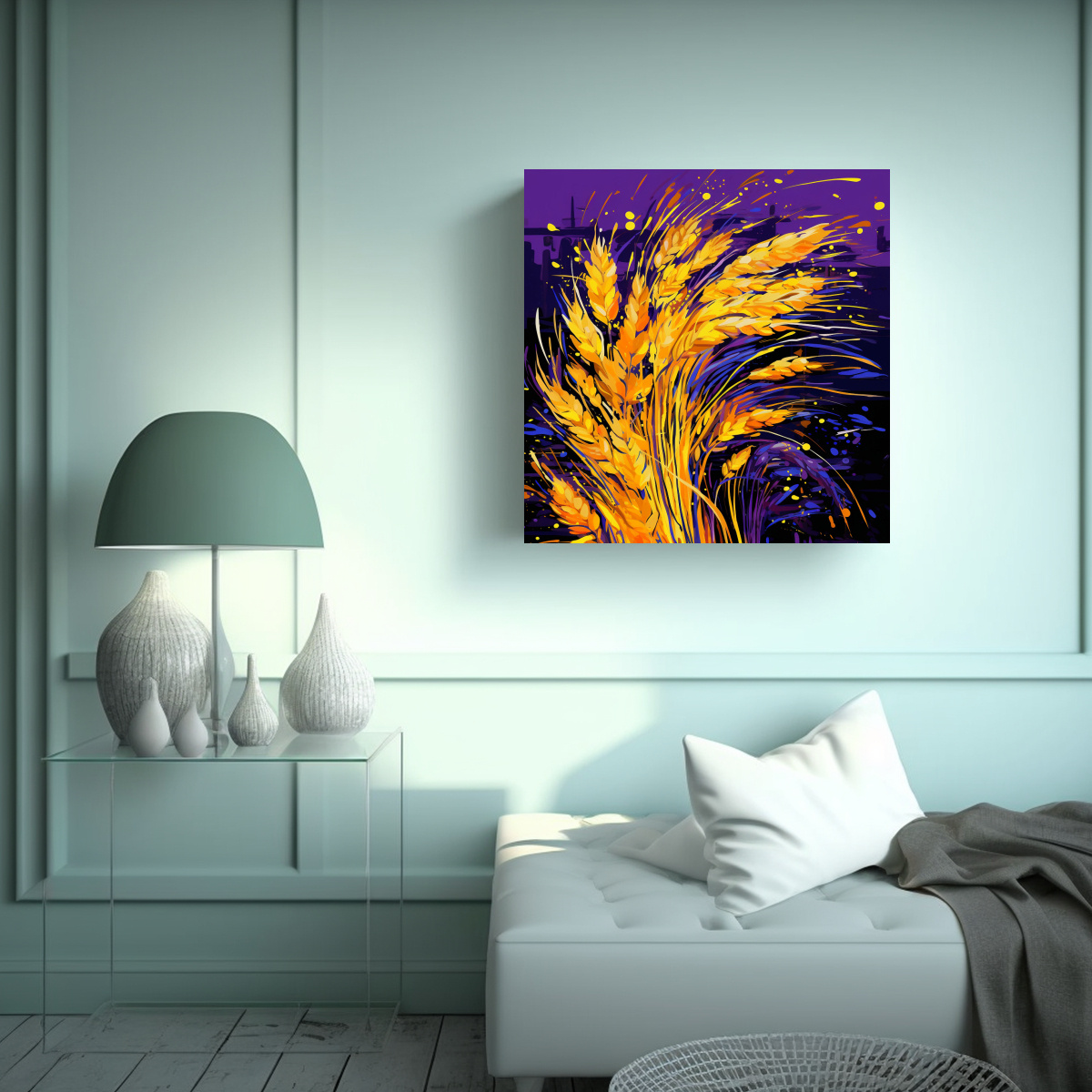 CUADRO DE BAÑO CON MOVIMIENTO DE GRANOS DE ARROZ 60X60 CM - 2