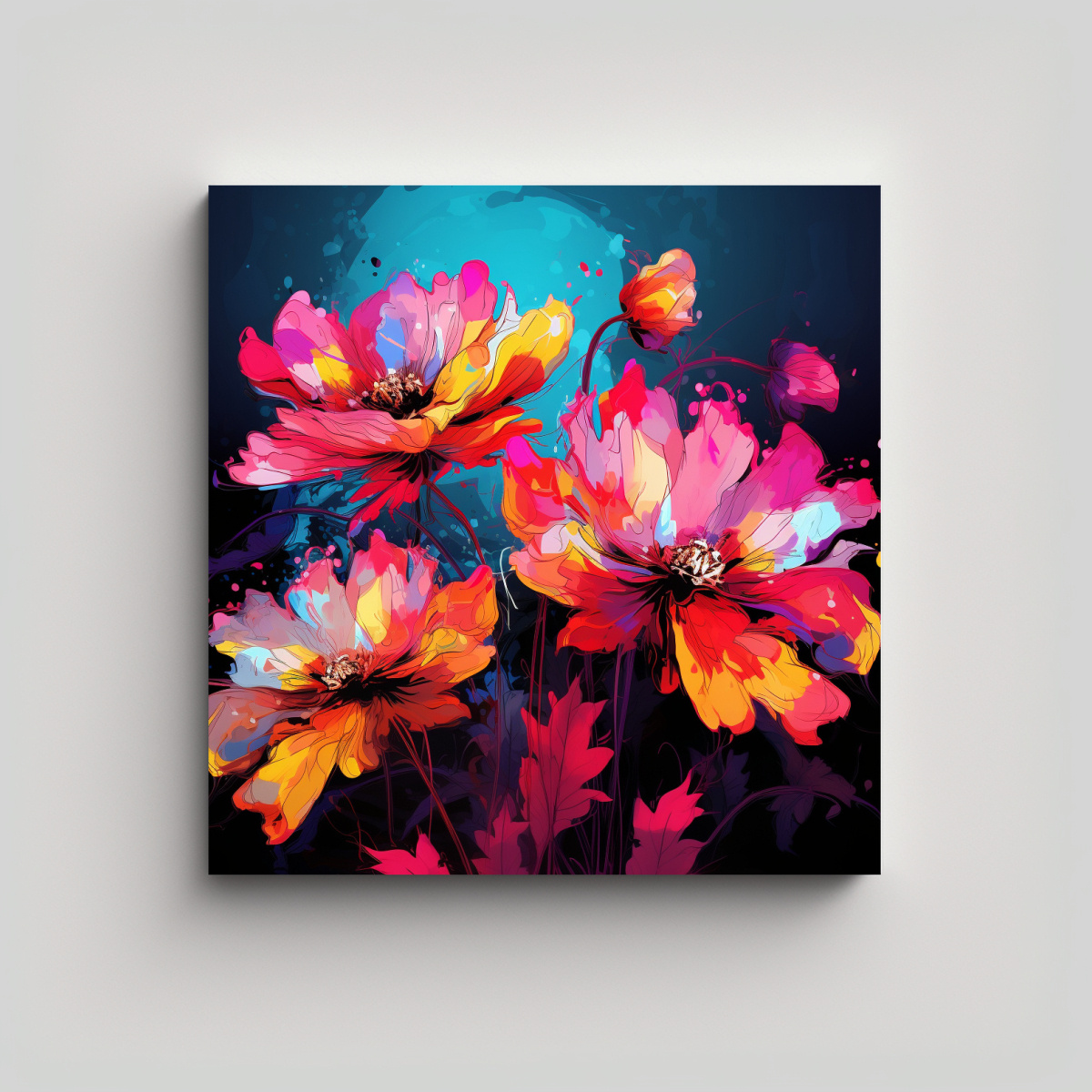 CUADRO ABSTRACCIÓN BAÑO COLORES VIBRANTES 80X80 CM - 1