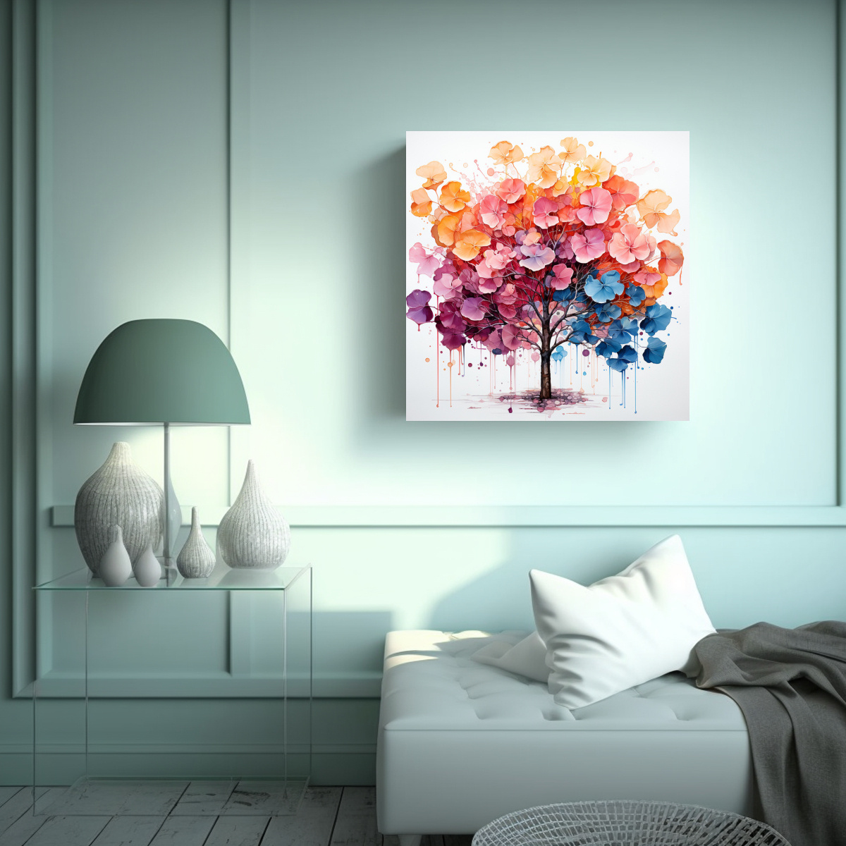TELA EN BASTIDOR MOVIMIENTO MULTICOLOR DE UN 90X90 CM - 2