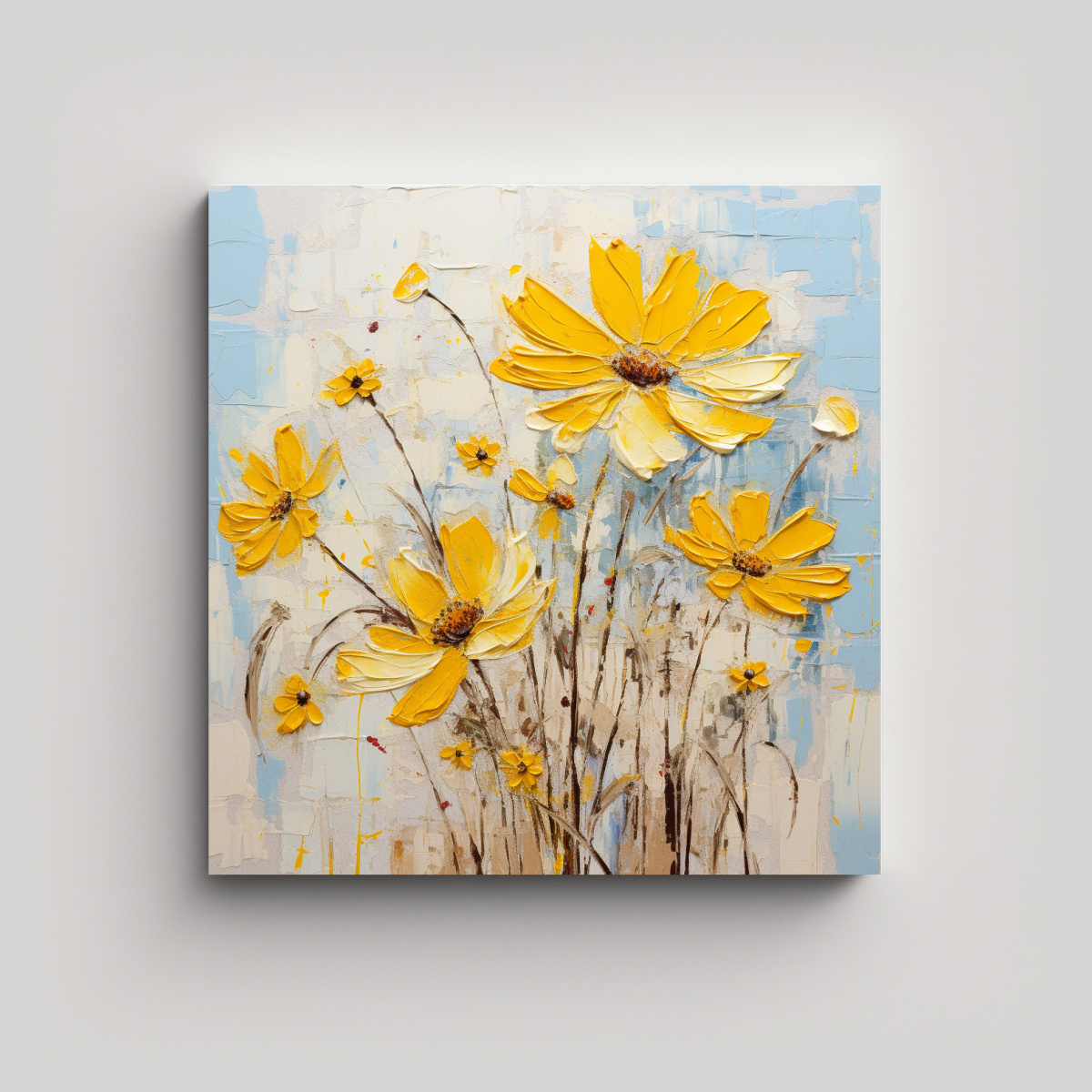 CUADRO INSPIRADOR AMARILLO DE FLORES EN LIENZO 20X20 CM - 1
