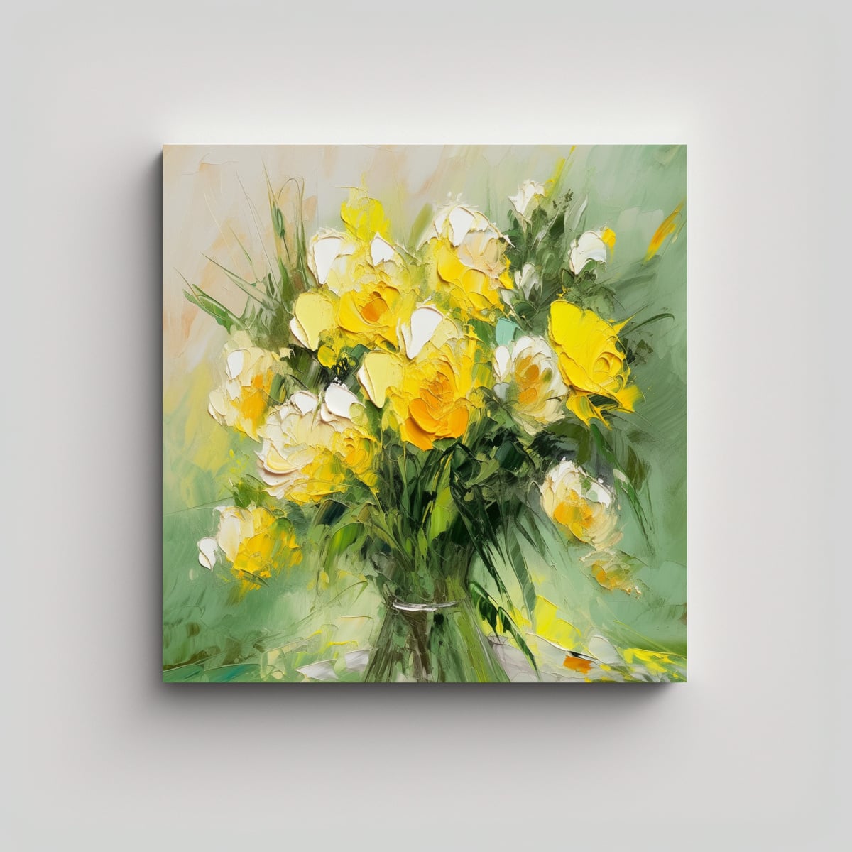 CUADRO ALEGRÍA PINTURA EN LIENZO AMARILLO Y 20X20 CM - 1