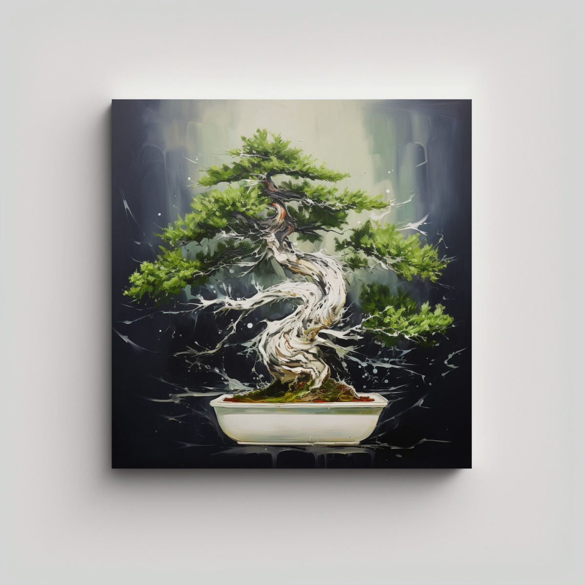 PINTURA ABSTRACTA DE UN ÁRBOL DE BONSÁI DE 40X40 CM - 1