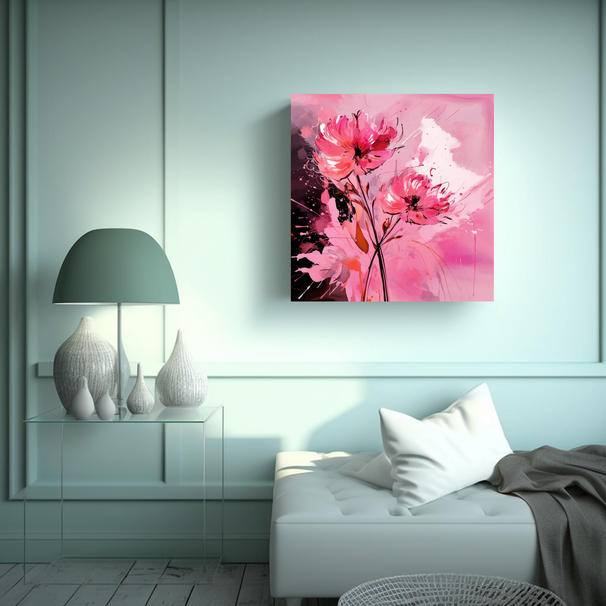 TELA ACUARELA EN BASTIDOR: ATMOSFERA NEONOIR NEO 100X100 CM - 2