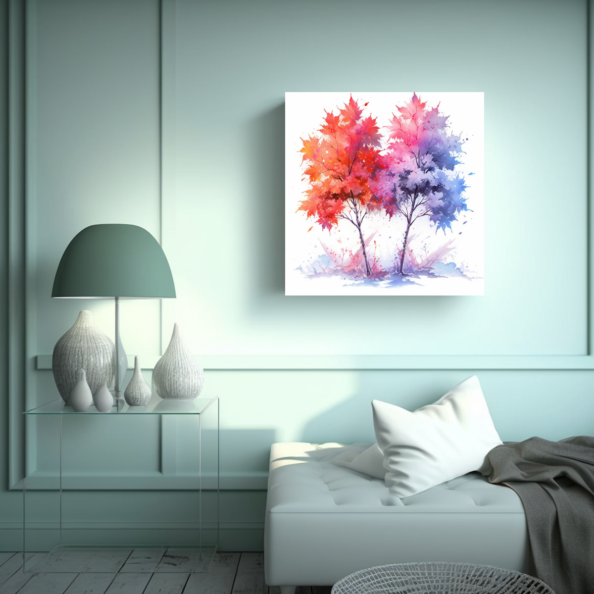 CUADRO DE ÁRBOLES DE ARCE MÁGICOS EN COLORES 70X70 CM - 2
