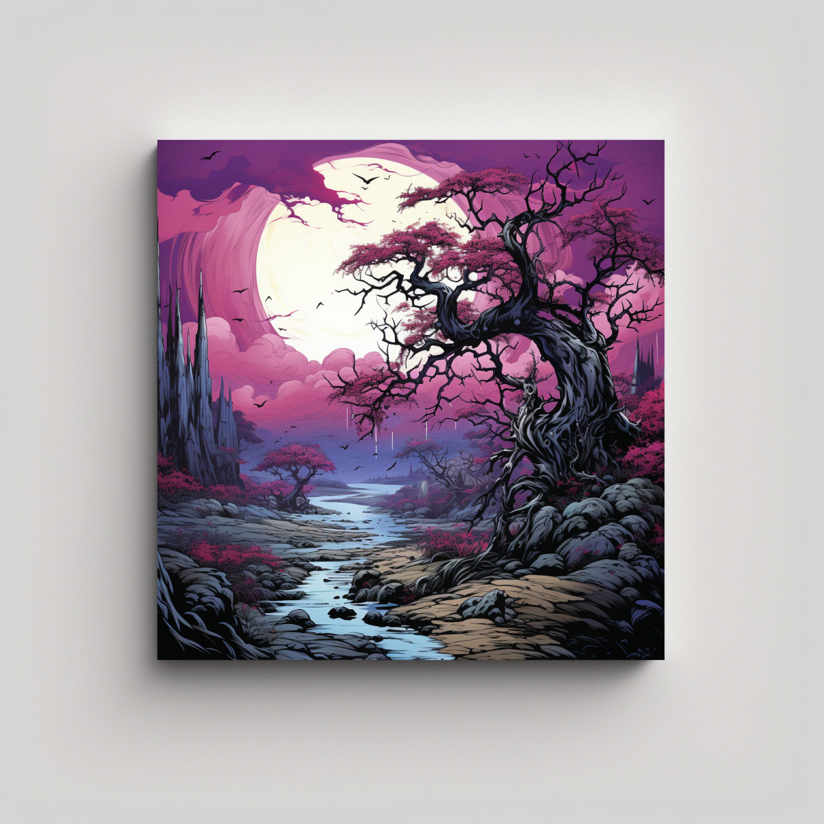 LIENZO MODERNO LLAMATIVO DE ÁRBOL DE SAUCE EN 30X30 CM - 1
