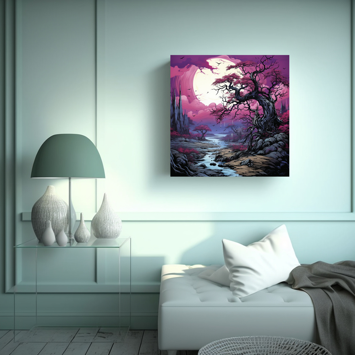 LIENZO MODERNO LLAMATIVO DE ÁRBOL DE SAUCE EN 30X30 CM - 2