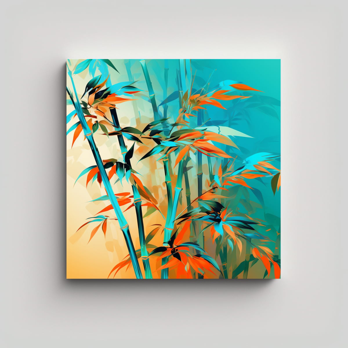 PINTURA EN BASTIDOR DE DECORACIÓN DE BAMBÚ EN 40X40 CM - 1