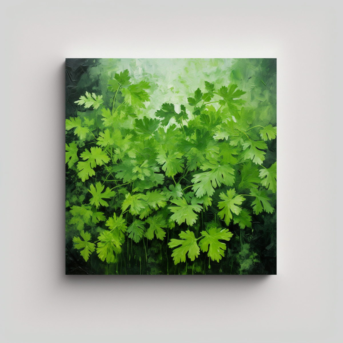 PINTURA ABSTRACTA DETALLADA AL ÓLEO CON HIERBAS 80X80 CM - 1