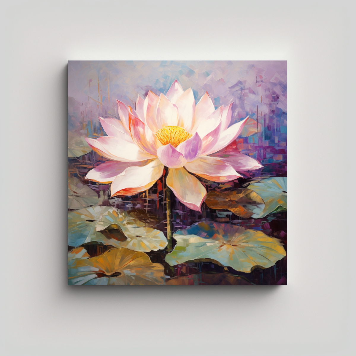 PINTURA ABSTRACTA DE FLORES DE LOTO EN ESTILO DE 20X20 CM - 1