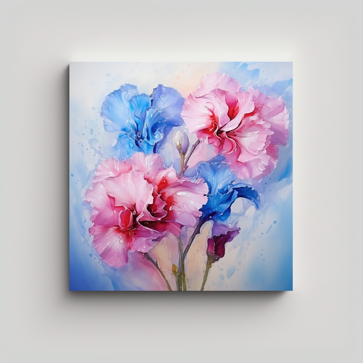 CUADRO TELA SUBLIMADA ELEGANCIA FLORES ROSAS Y 90X90 CM - 1