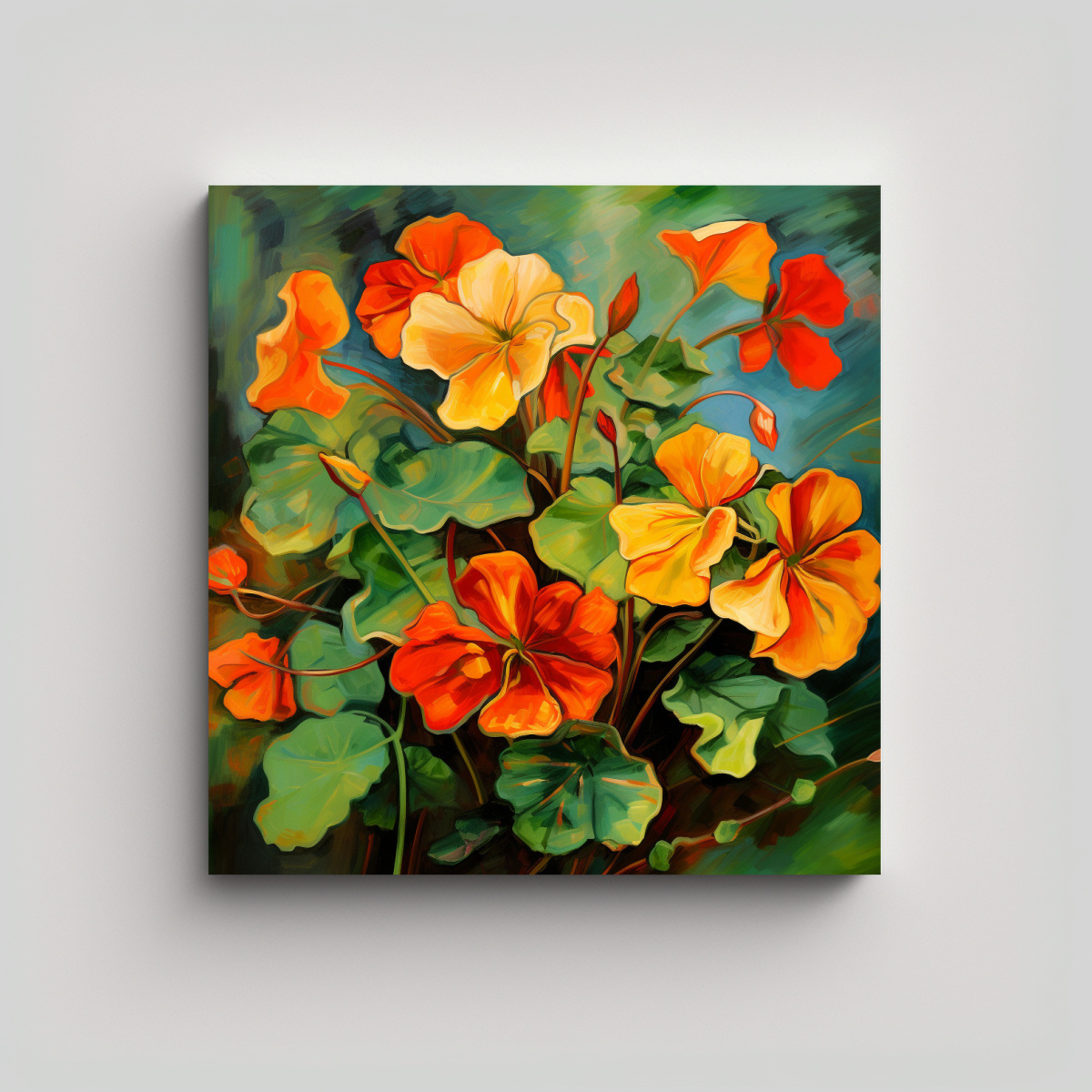 PINTURA ABSTRACTA DE NASTURTIUM HERBS CON 60X60 CM - 1