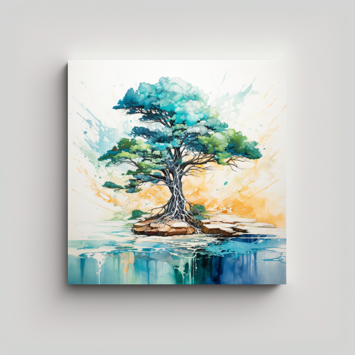 CUADRO ABSTRACCIÓN MÁGICA ÁRBOL CIPRÉS 90X90 CM - 1