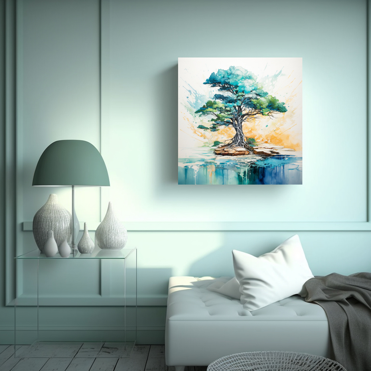 CUADRO ABSTRACCIÓN MÁGICA ÁRBOL CIPRÉS 90X90 CM - 2