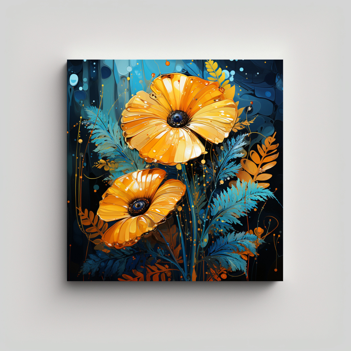 LIENZO DE TELA ALEGRE CON HOJAS DE HELECHO EN 70X70 CM - 1