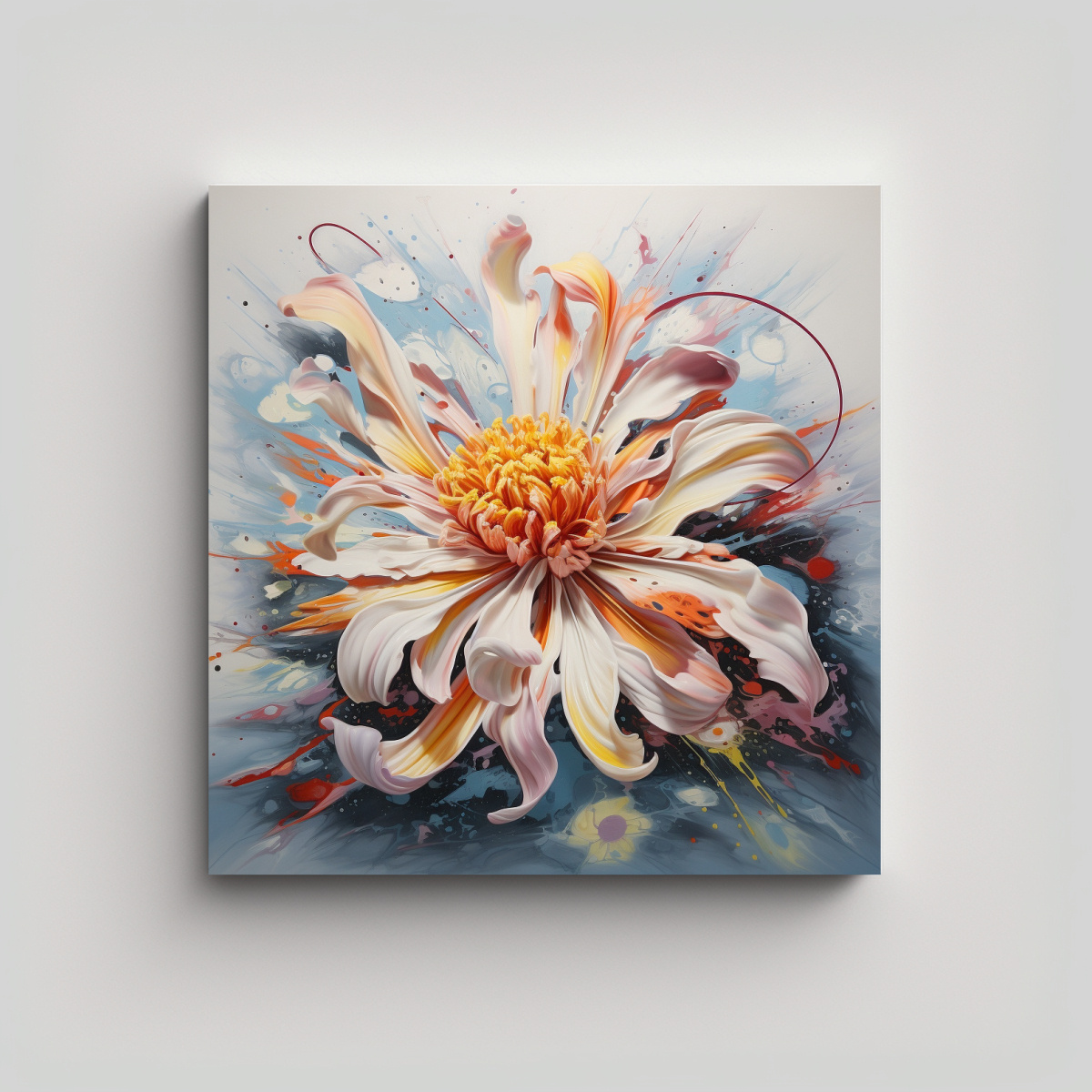 PINTURA ABSTRACTA FLOR ALTA CALIDAD, DETALLADA Y 90X90 CM - 1