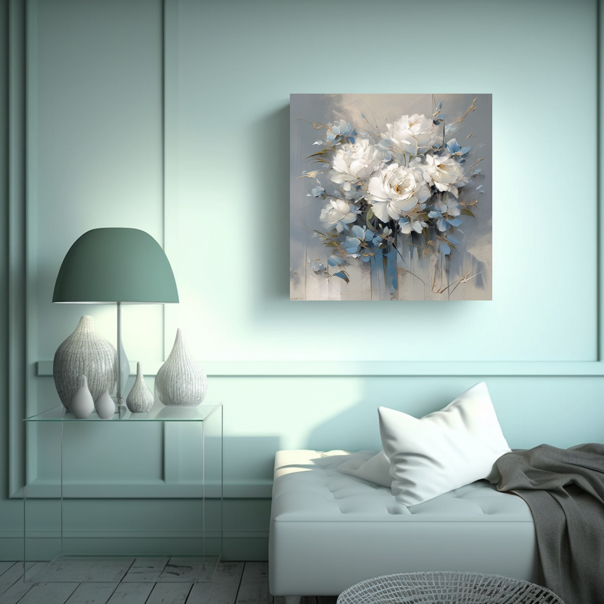 CUADRO DE FLORES EN LIENZO: ESTILO DECORATIVO EN 50X50 CM - 2