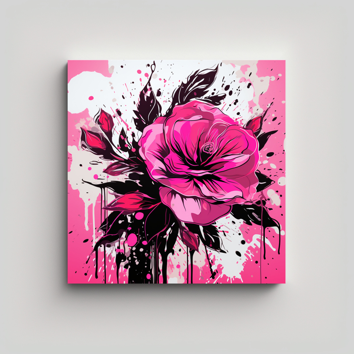 CUADRO VINTAGE TEMÁTICA ROSA AMBIENTE NEONOIR 90X90 CM - 1