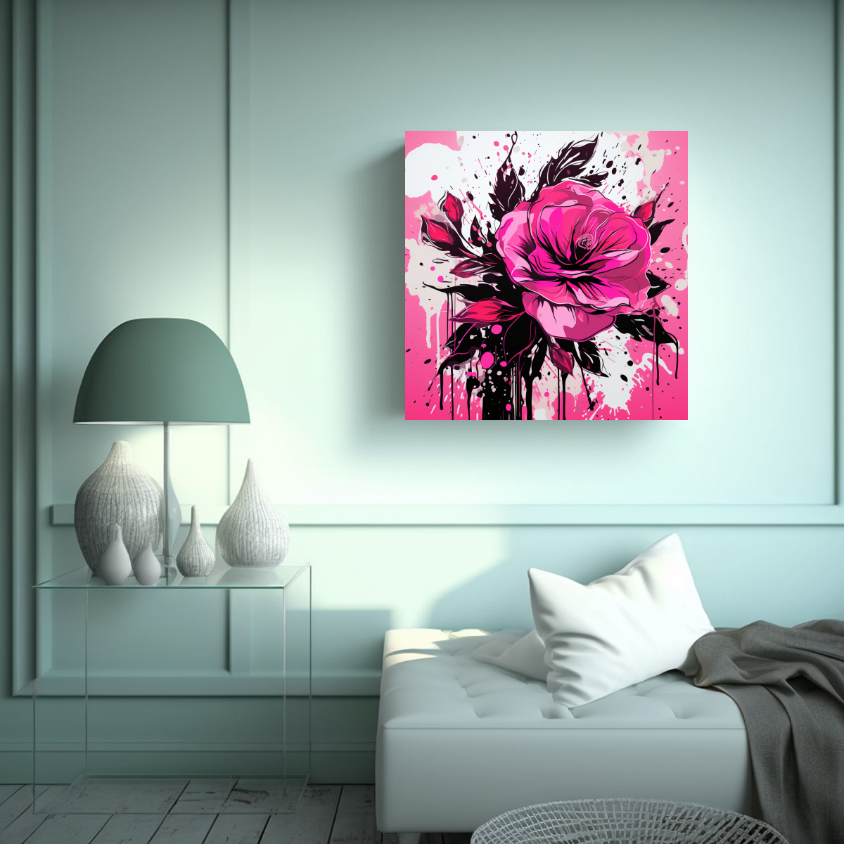 CUADRO VINTAGE TEMÁTICA ROSA AMBIENTE NEONOIR 90X90 CM - 2