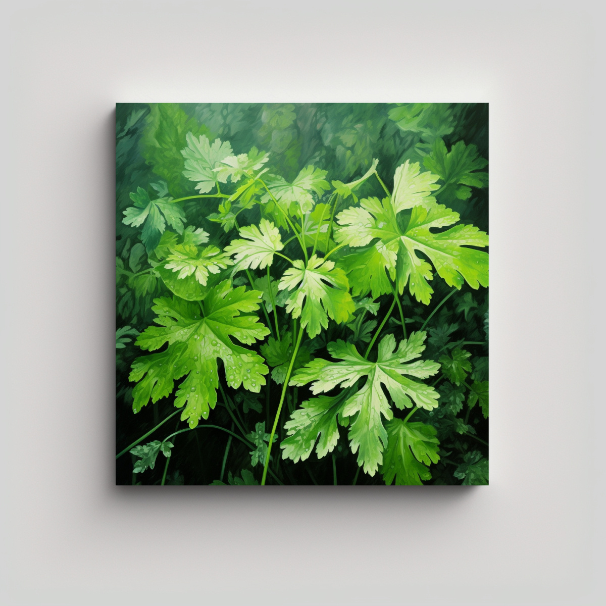 PARSLEY HERBS PINTURA ABSTRACTA ESTILO ÓLEO 40X40 CM - 1