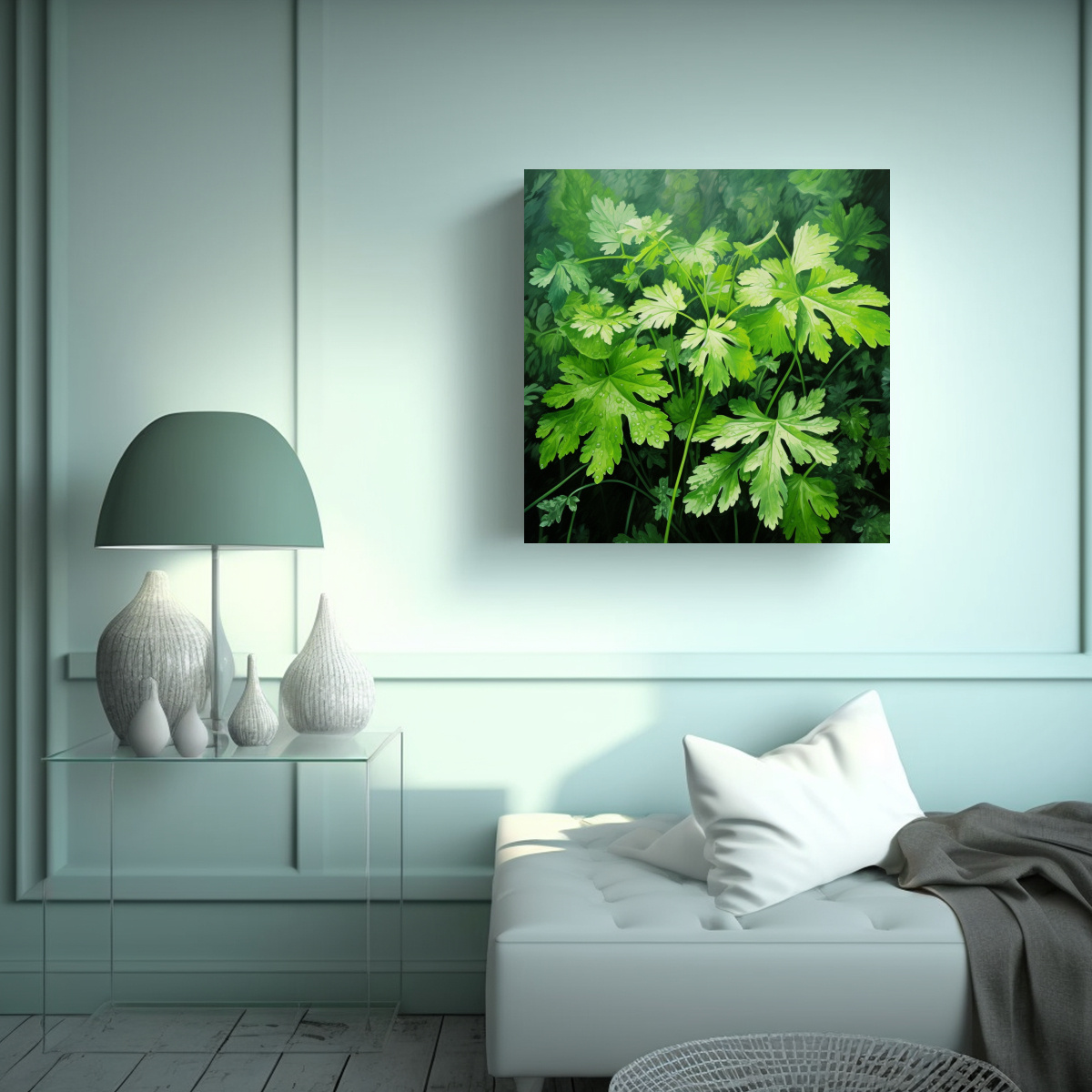 PARSLEY HERBS PINTURA ABSTRACTA ESTILO ÓLEO 40X40 CM - 2