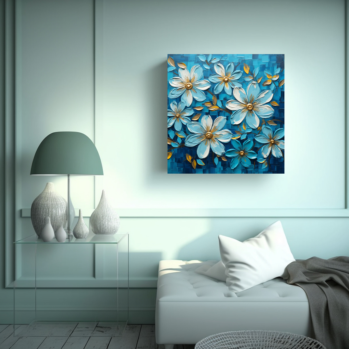 PINTURA EN LIENZO ARTE MODERNO MAJESTUOSAS FLORES 60X60 CM - 2