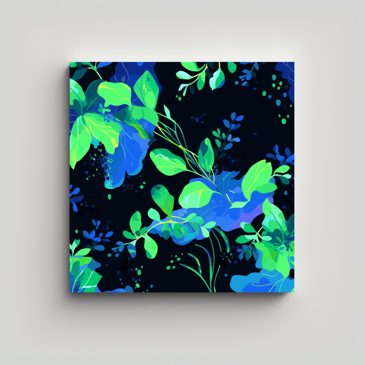 PINTURA MURAL VINTAGE EN TONOS VERDE Y AZUL CON 90X90 CM - 1