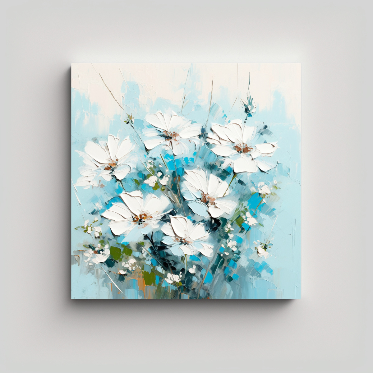 CUADRO DE FLORES EN LIENZO ESTILO GALERÍA EN 40X40 CM - 1