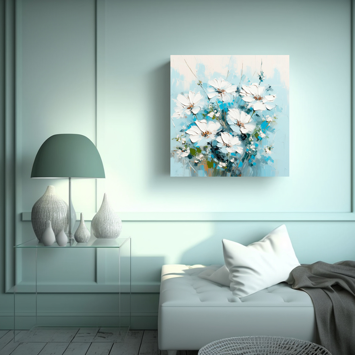 CUADRO DE FLORES EN LIENZO ESTILO GALERÍA EN 40X40 CM - 2