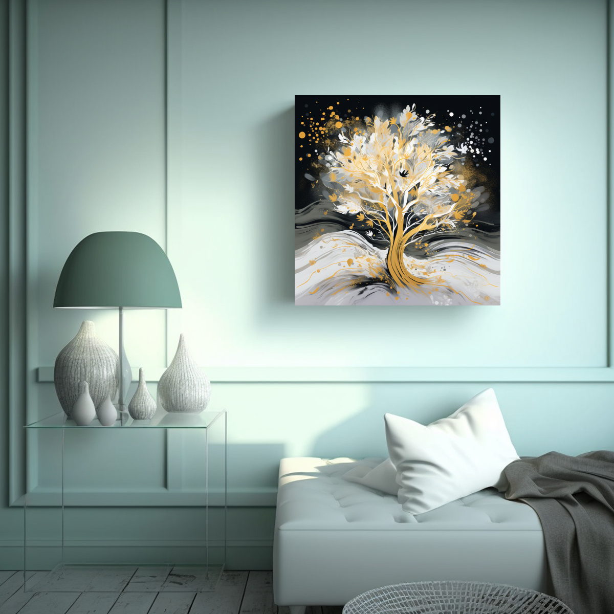 PINTURA DECORATIVA DE CUADRO DE ARTE COMBINACIÓN 20X20 CM - 2