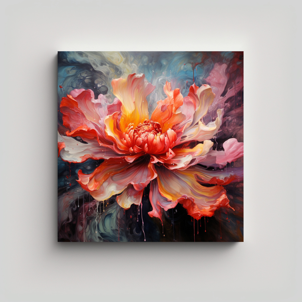 CUADRO ABSTRACTO DE FLORES CON BONITAS LÍNEAS | 30X30 CM - 1