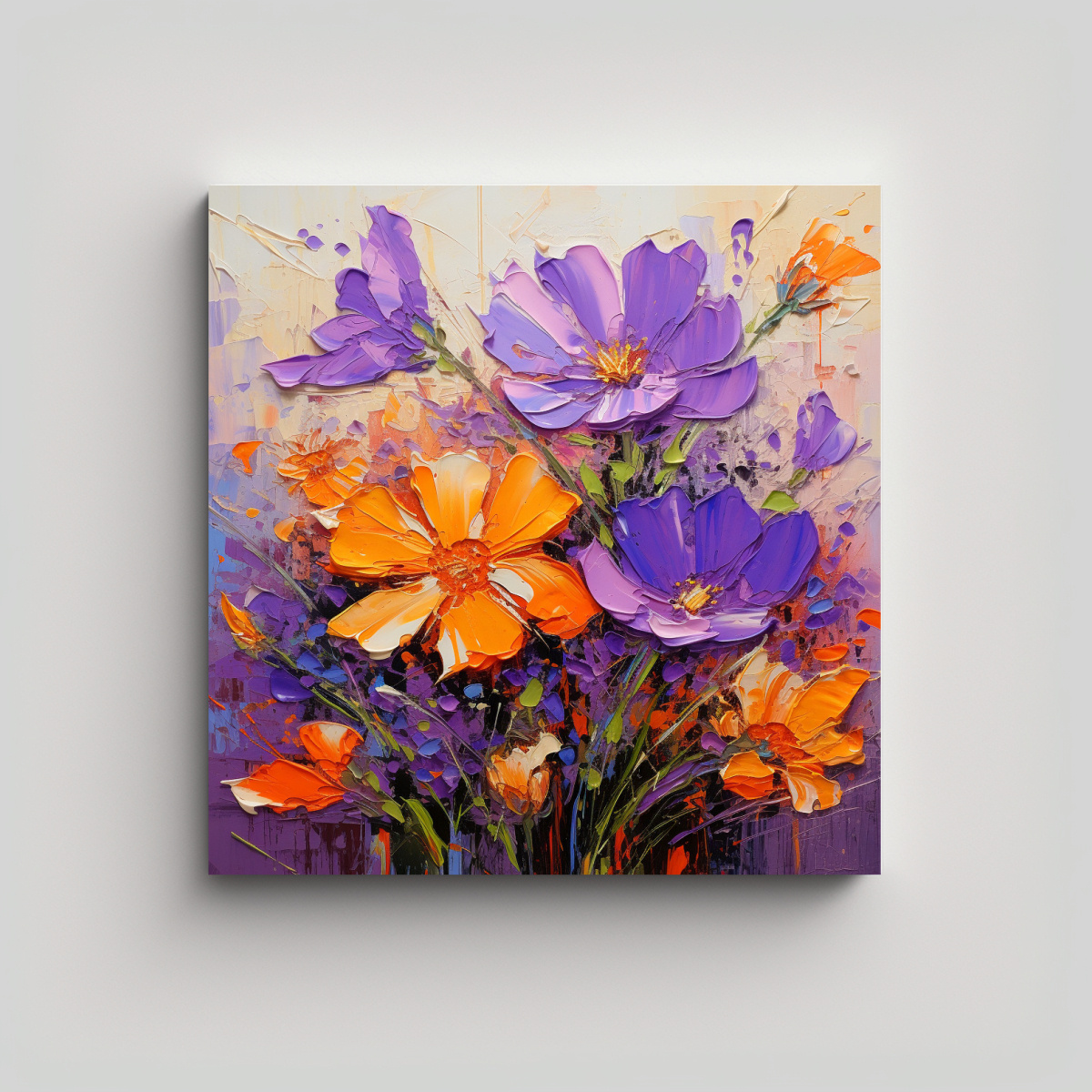 PINTURA LIENZO MODERNA DE FLORES EN TONOS 60X60 CM - 1