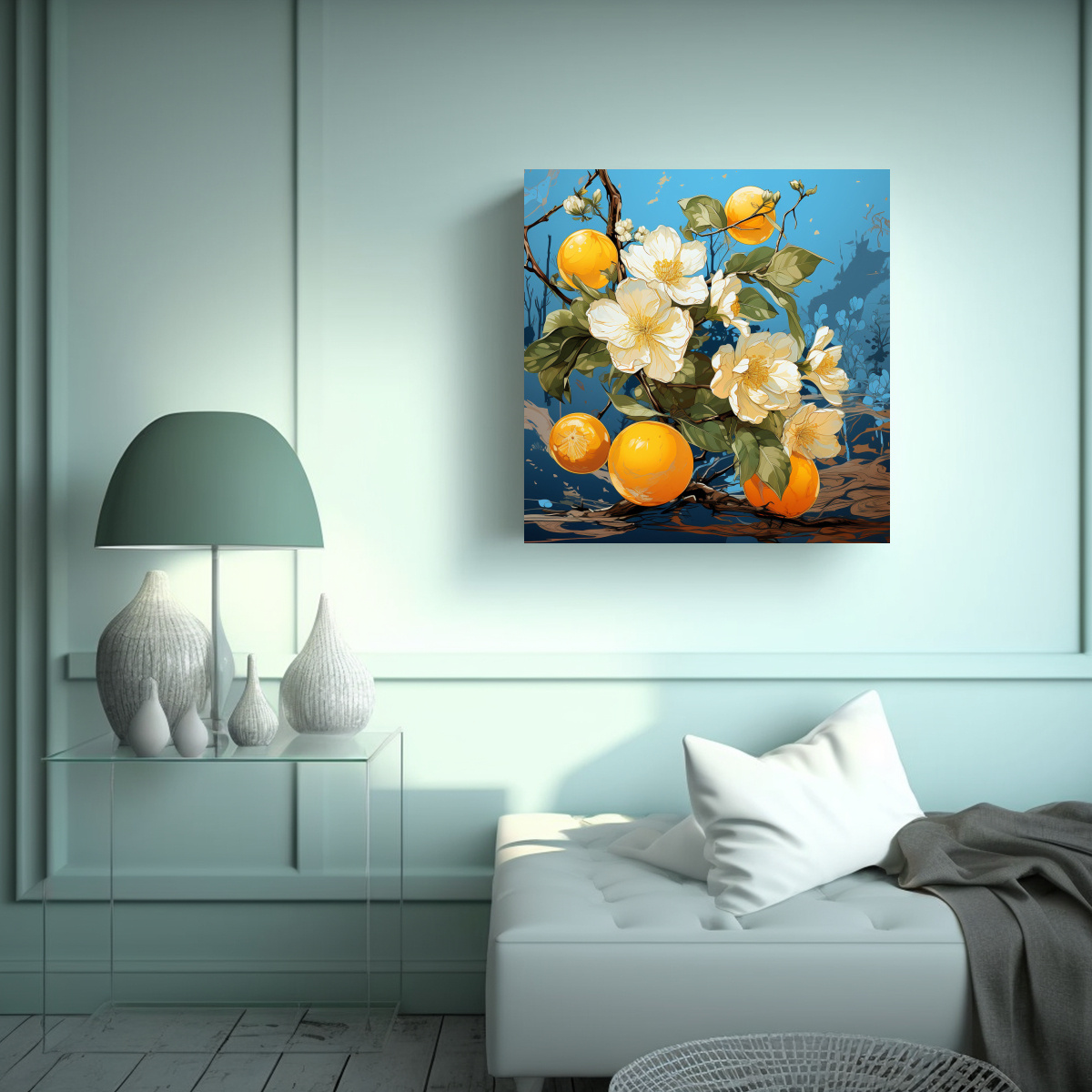 TELA EN BASTIDOR DISEÑO MURAL DE ÁRBOLES 90X90 CM - 2