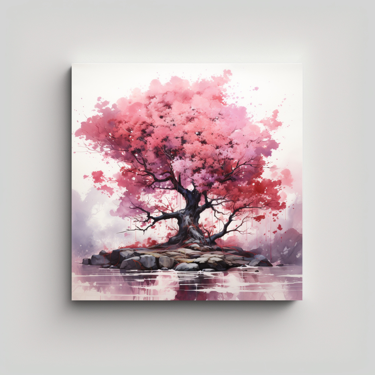 CUADRO ABSTRACTO EN BASTIDOR DE TELA DE UN ÁRBOL 80X80 CM - 1
