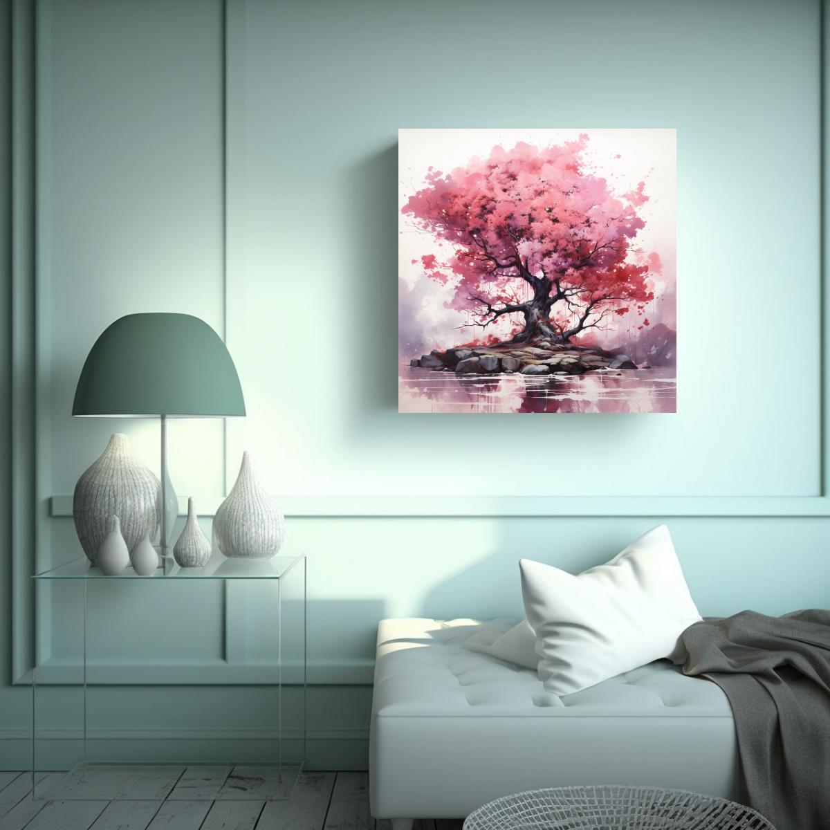 CUADRO ABSTRACTO EN BASTIDOR DE TELA DE UN ÁRBOL 80X80 CM - 2