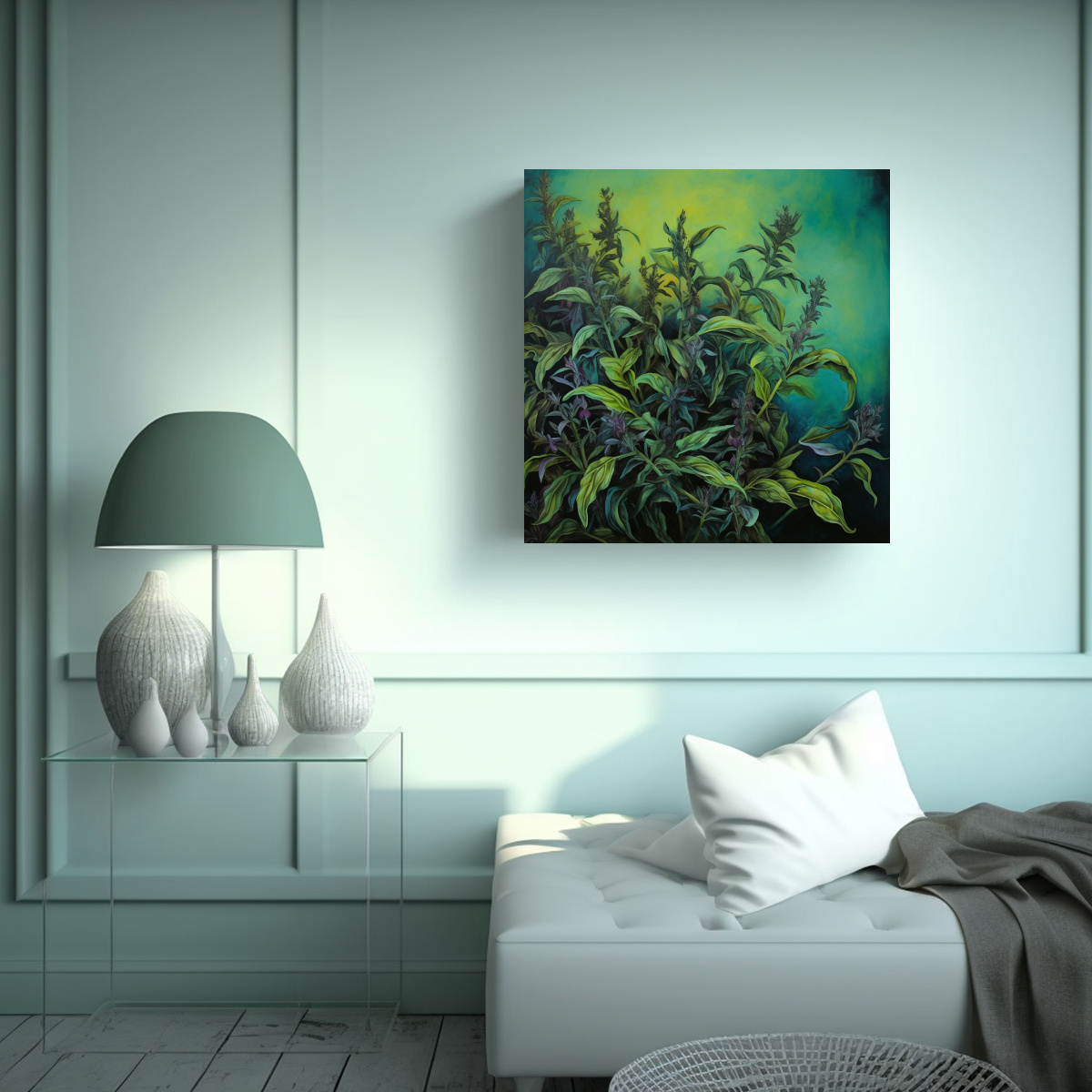 CUADRO DECORACIÓN AMBIENTE A HIERBAS DE SALVIA 80X80 CM - 2