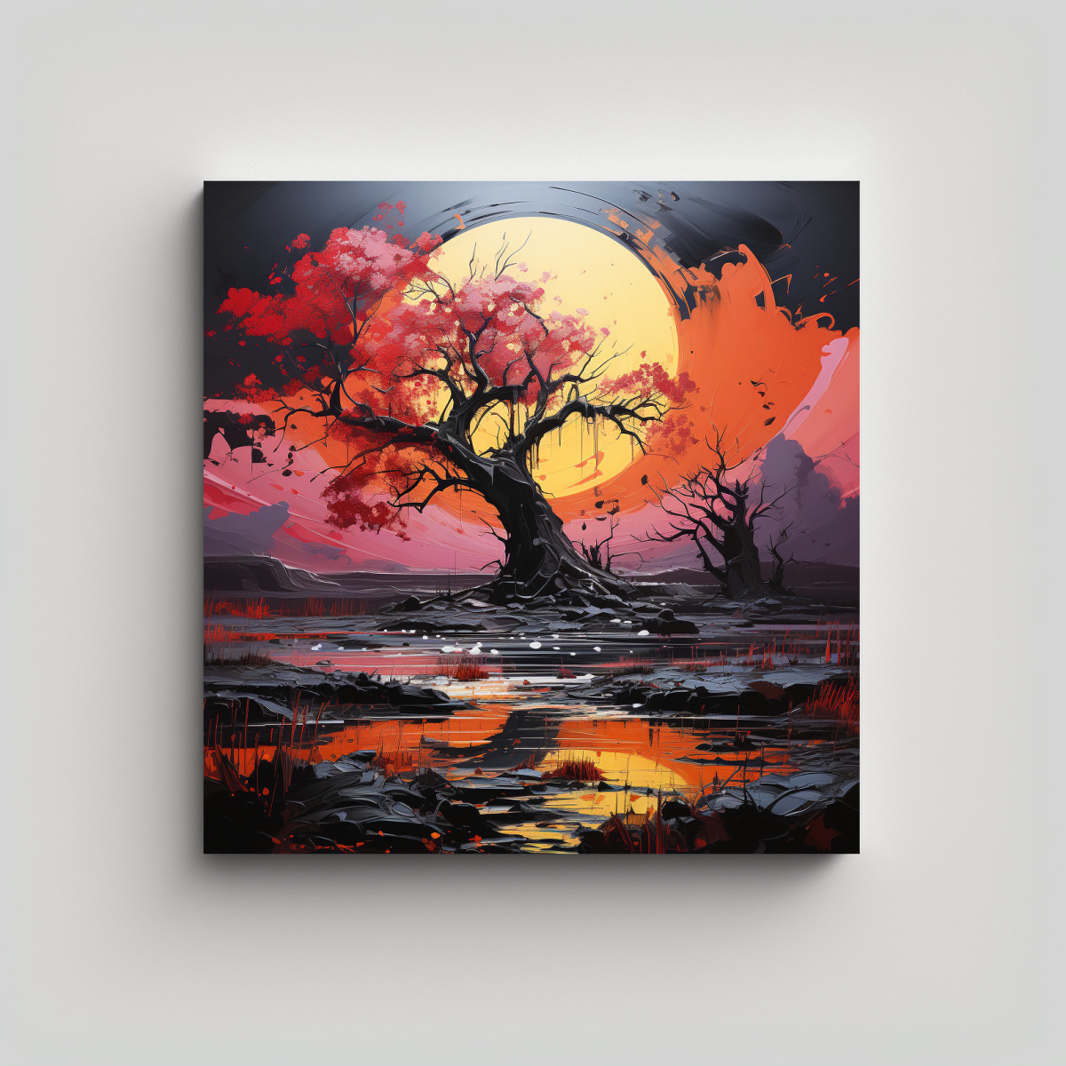 CUADRO PATRON NATURALEZA SALVAJE EN TONOS OSCUROS 50X50 CM - 1