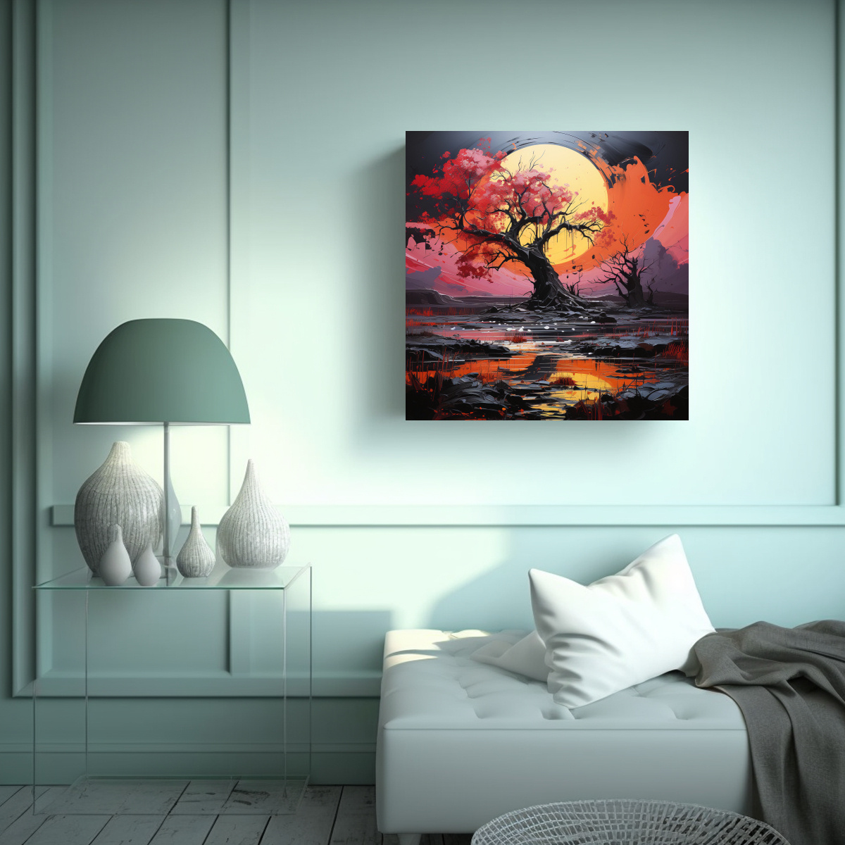 CUADRO PATRON NATURALEZA SALVAJE EN TONOS OSCUROS 50X50 CM - 2