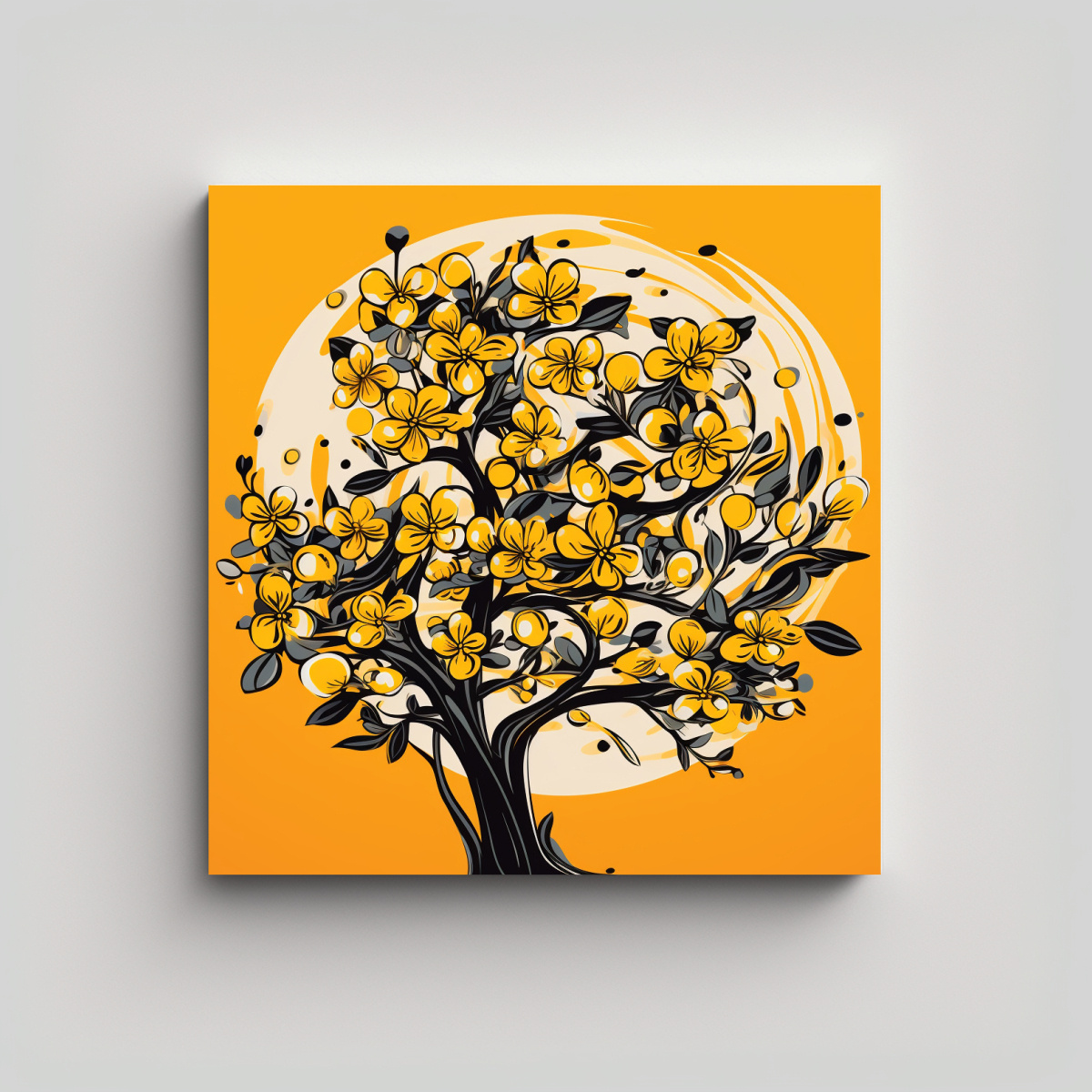 CUADRO ESPECTACULAR COMBINACIÓN ÁRBOL NARANJA 60X60 CM - 1