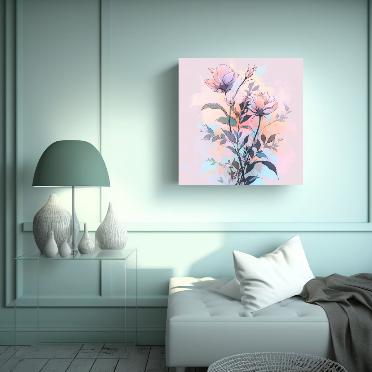 PINTURAS DECORATIVAS ESTILO MEDIO, COLORES PASTEL 70X70 CM - 2