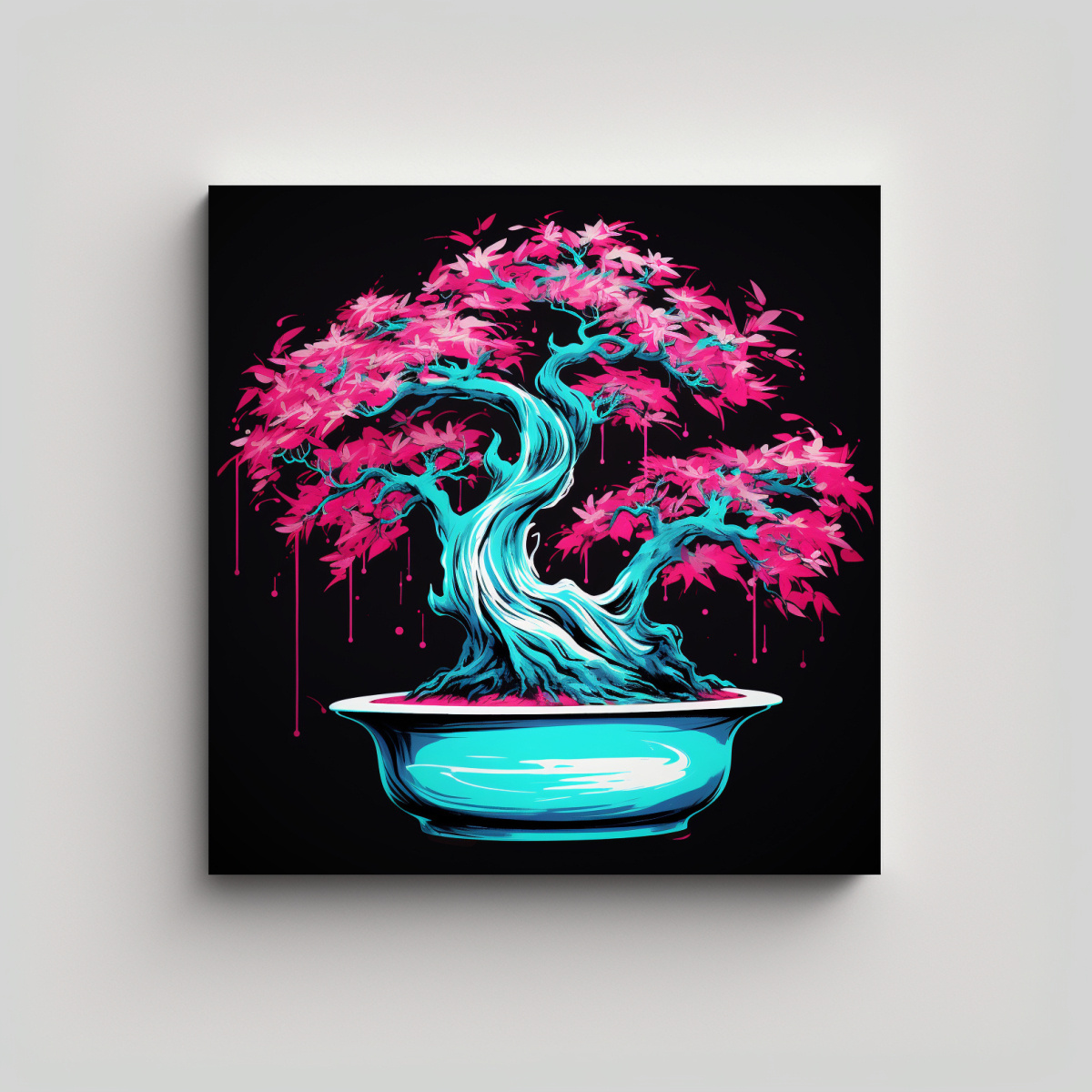OBRA DE ARTE TONOS SIMPLE A FUCHSIA BONSAI EN 50X50 CM - 1