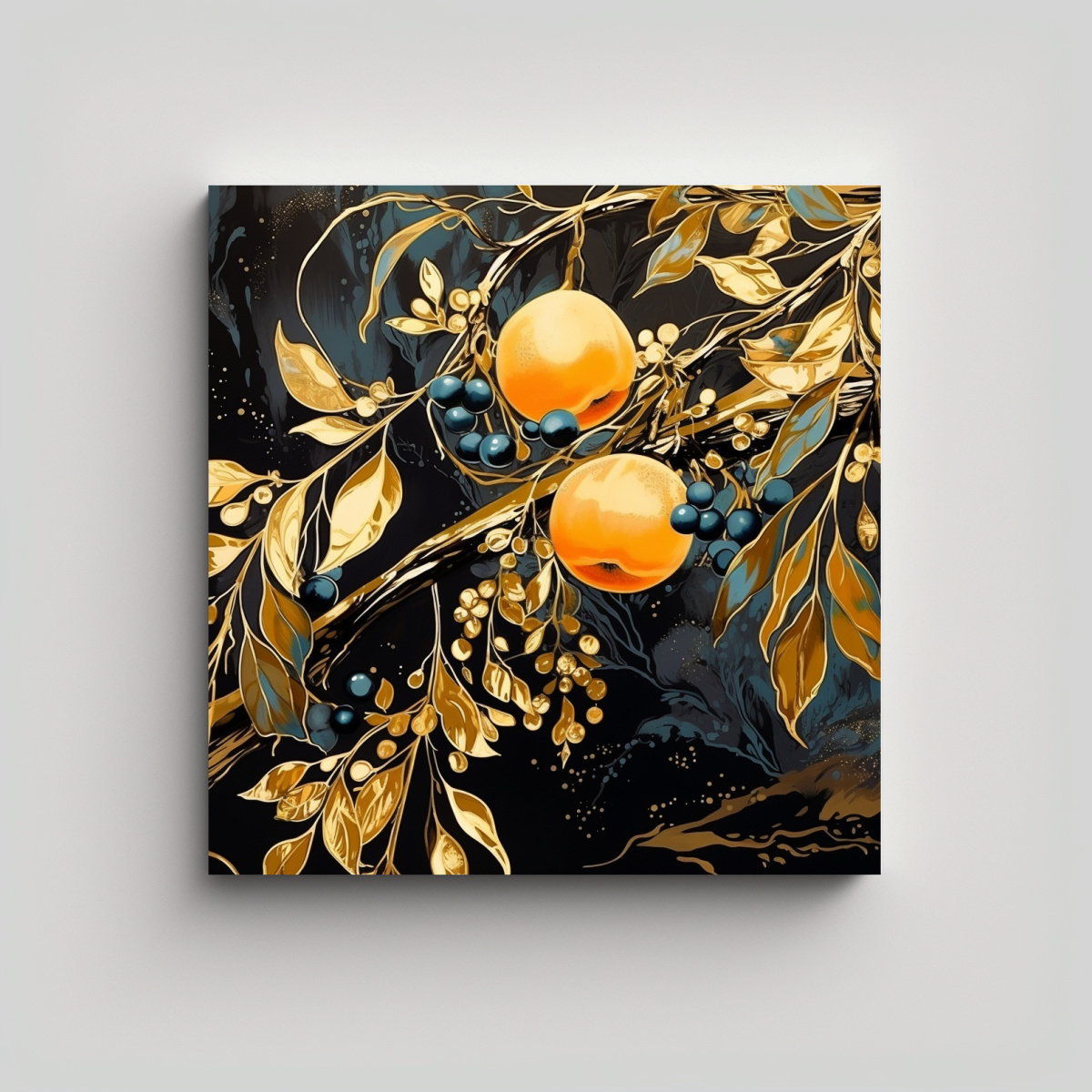 PINTURAS DECORATIVAS EN COLORES ORO Y NEGRO DE 90X90 CM - 1