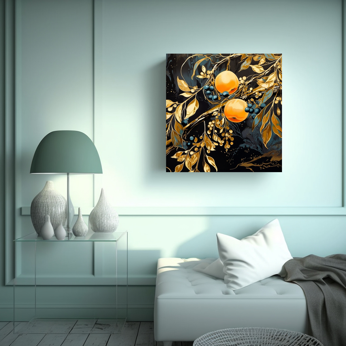 PINTURAS DECORATIVAS EN COLORES ORO Y NEGRO DE 90X90 CM - 2