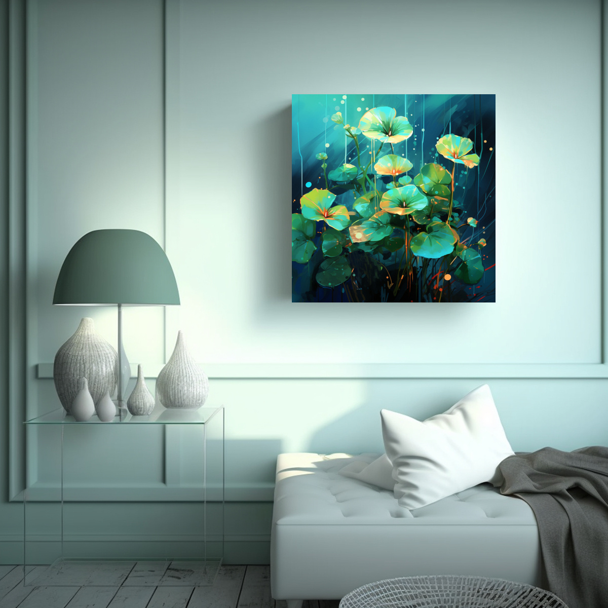 LIENZO EQUILIBRIO VISUAL NASTURTIUM HIERBAS EN 80X80 CM - 2