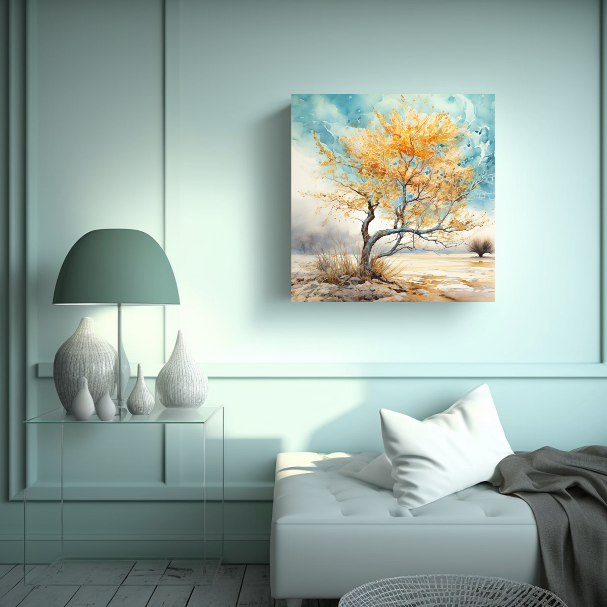 PINTURA ABSTRACTA DE LIENZO OCOTILLO TREE EN 80X80 CM - 2