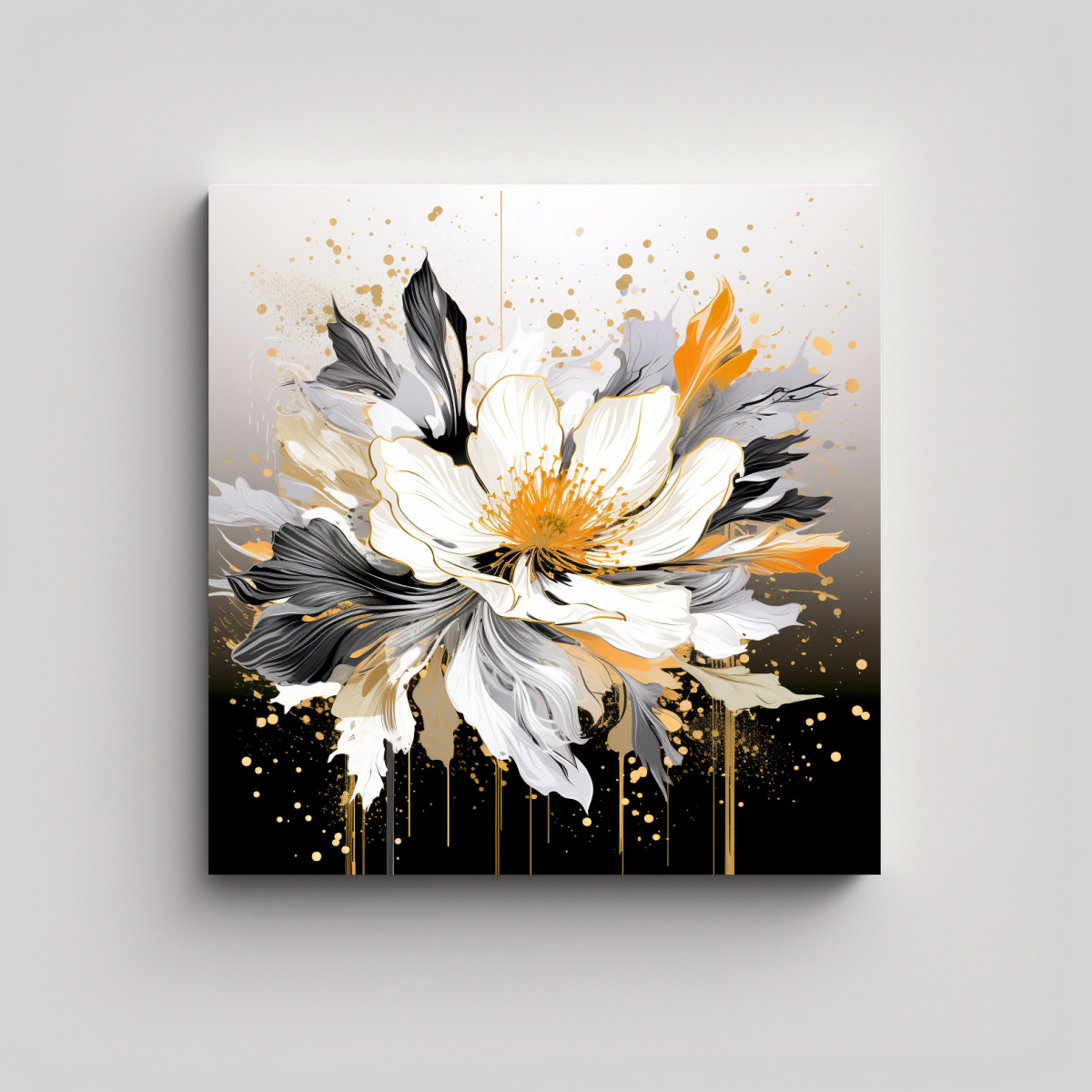 PINTURA DE PARED VANGUARDIA EN BLANCO Y DORADO, 80X80 CM - 1