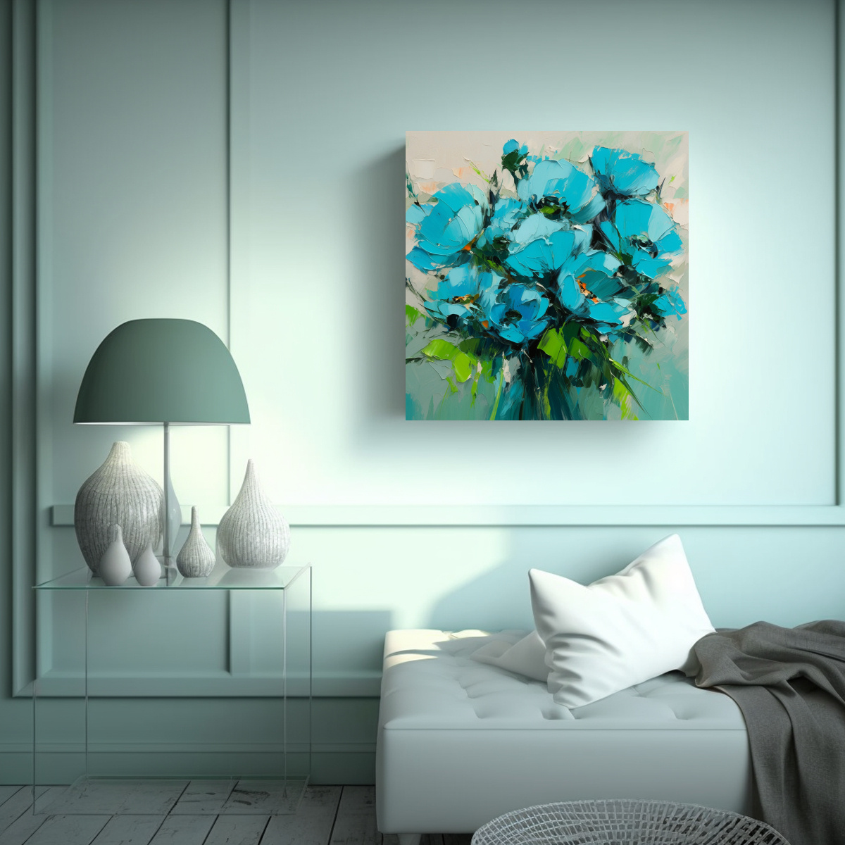 PINTURAS MODERNAS PARA CUARTO CON FLORES EN 60X60 CM - 2