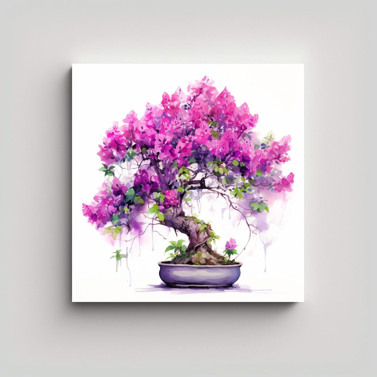CUADRO CUADRO ALEGRE ÁRBOL BONSÁI BOUGAINVILLEA 90X90 CM - 1