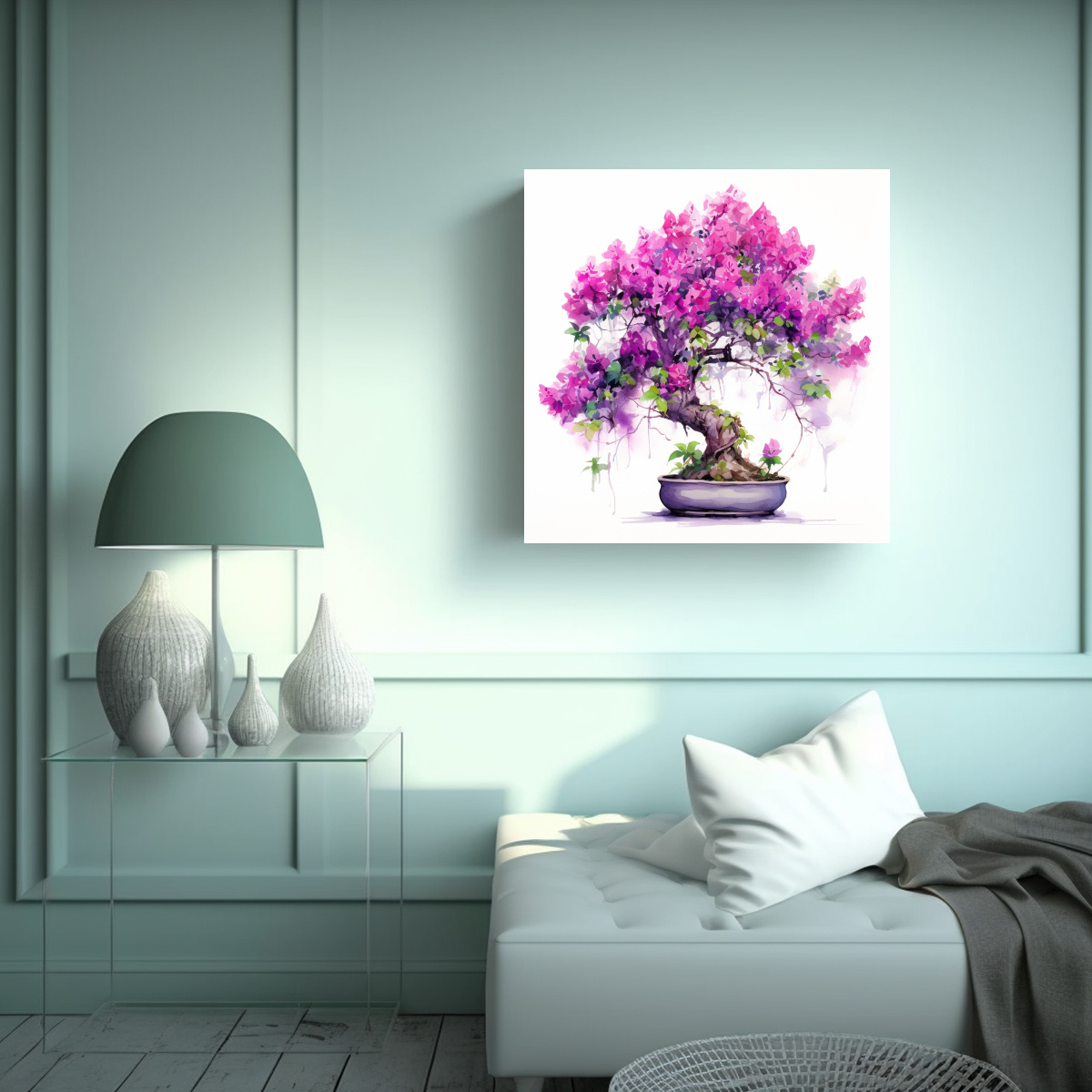 CUADRO CUADRO ALEGRE ÁRBOL BONSÁI BOUGAINVILLEA 90X90 CM - 2
