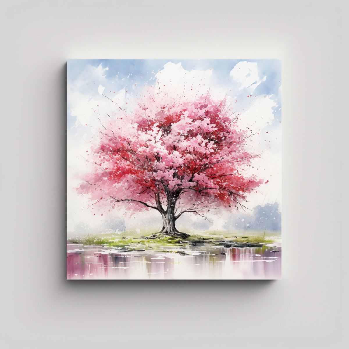 CUADRO URBANO MODERNO ÁRBOL CEREZO COLORES 30X30 CM - 1