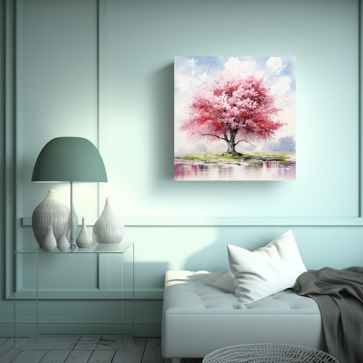 CUADRO URBANO MODERNO ÁRBOL CEREZO COLORES 30X30 CM - 2